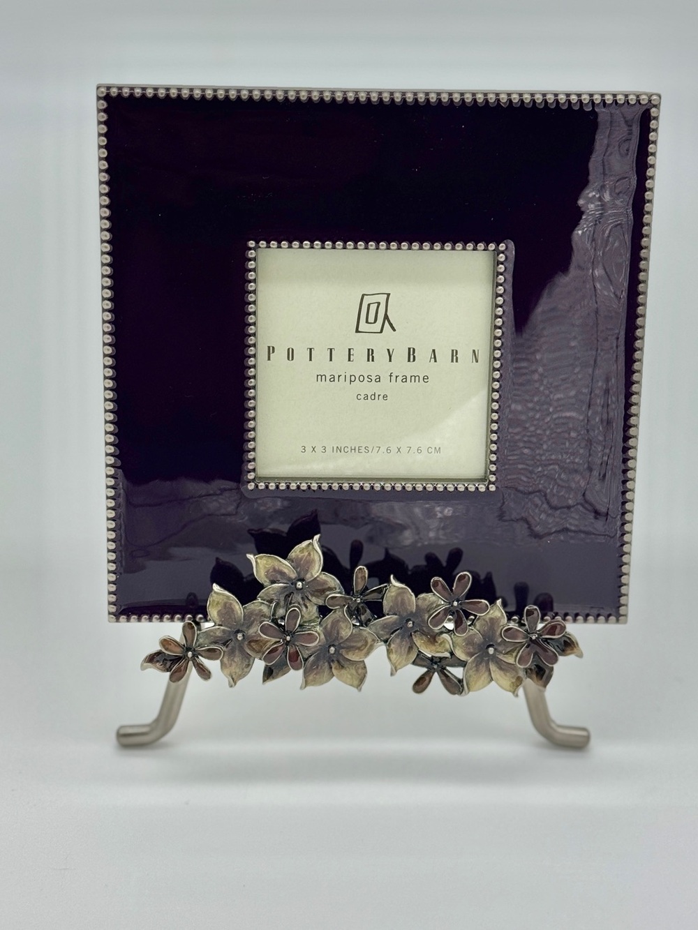 Pottery Barn Mariposa Deep Purple Floral Accent Photo Frame & Tabletop Easel